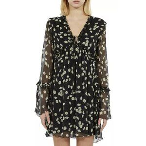Kooples $595 Silk Floral Above the Knee Baby Doll Dress Size Medium NWT